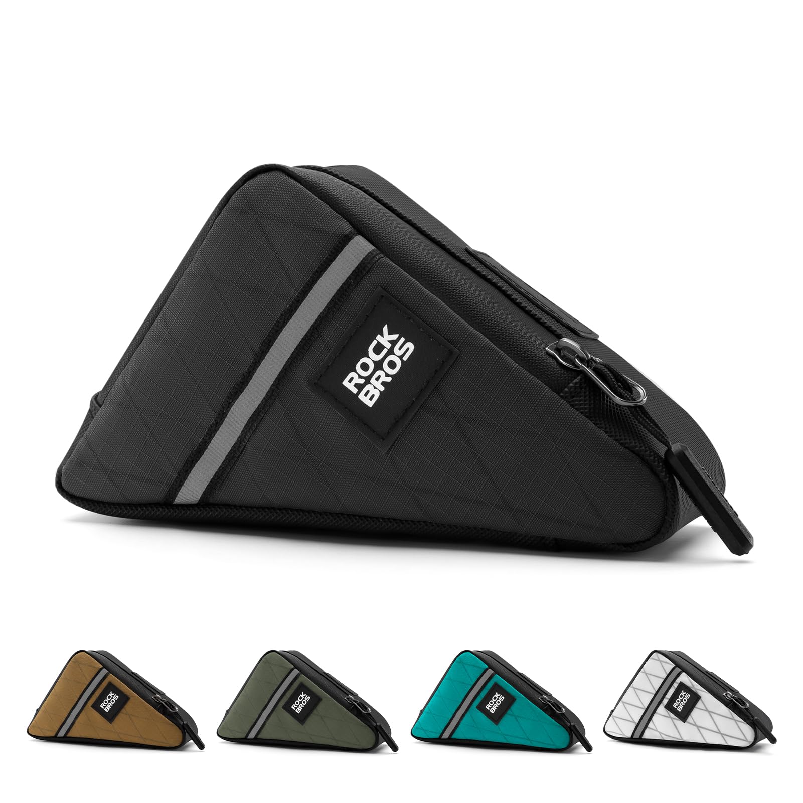 thumbnail image 2 of ROCKBROS Small Triangle Bike Frame Bag – 0.7L Waterproof Nylon Bicycle Storage Pouch – Black 2 of 4