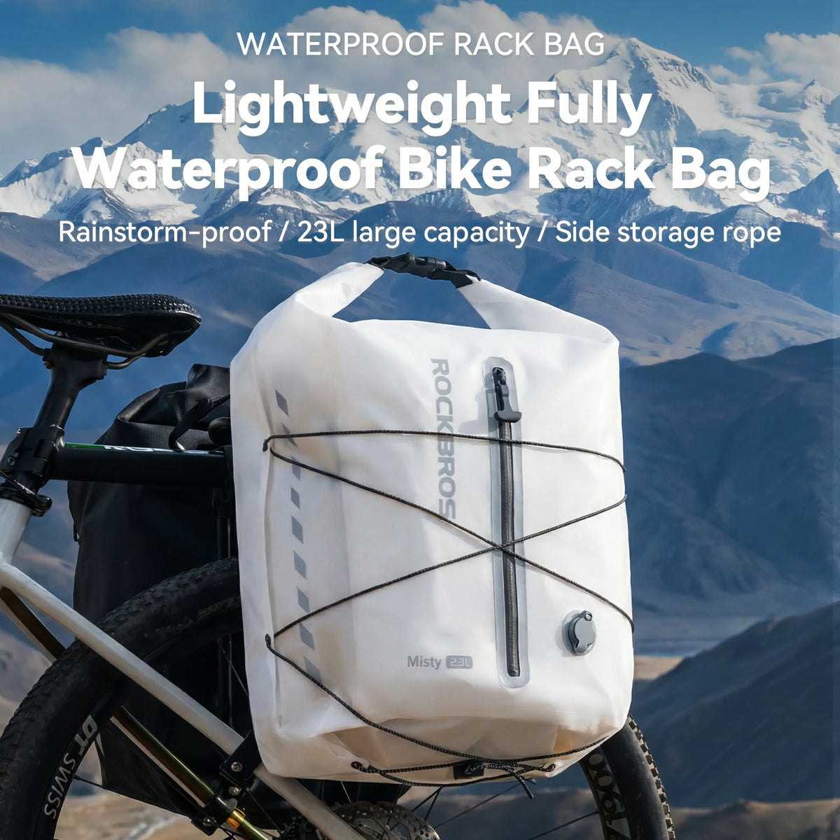 100% Waterproof Bike Rack Bag Lightweight 23L Bikepacking ROCKBROS