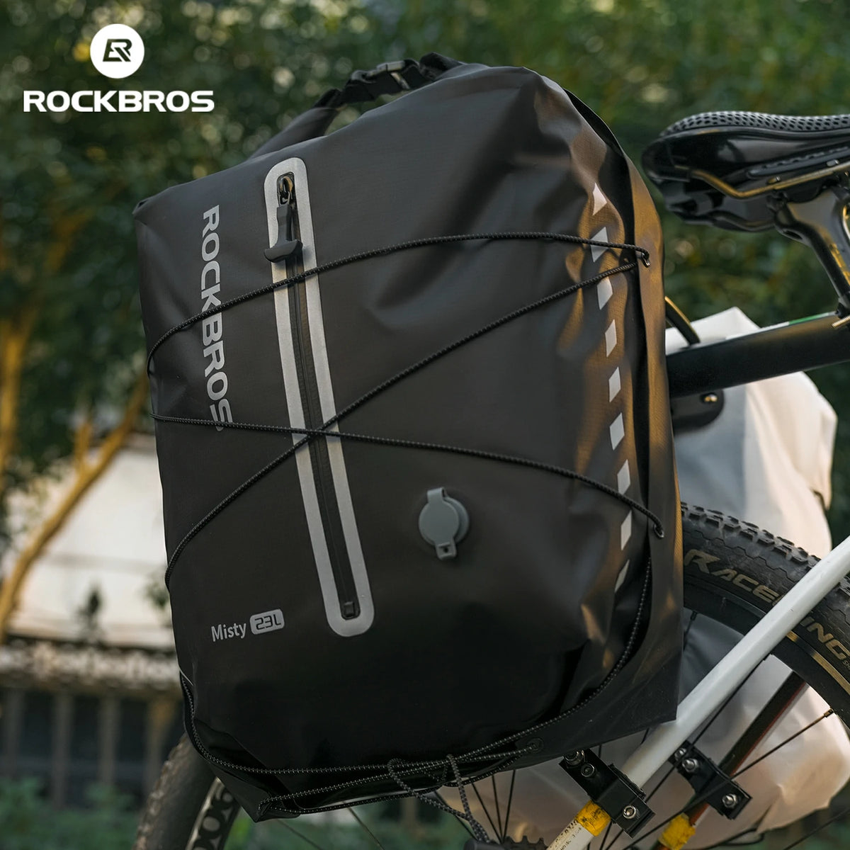 bike rain bag 100% Waterproof Rack Lightweight 23L Bikepacking ROCKBROS Beyond Fishing Voyager Tackle blue camo cable lock Size:112g, 140mm