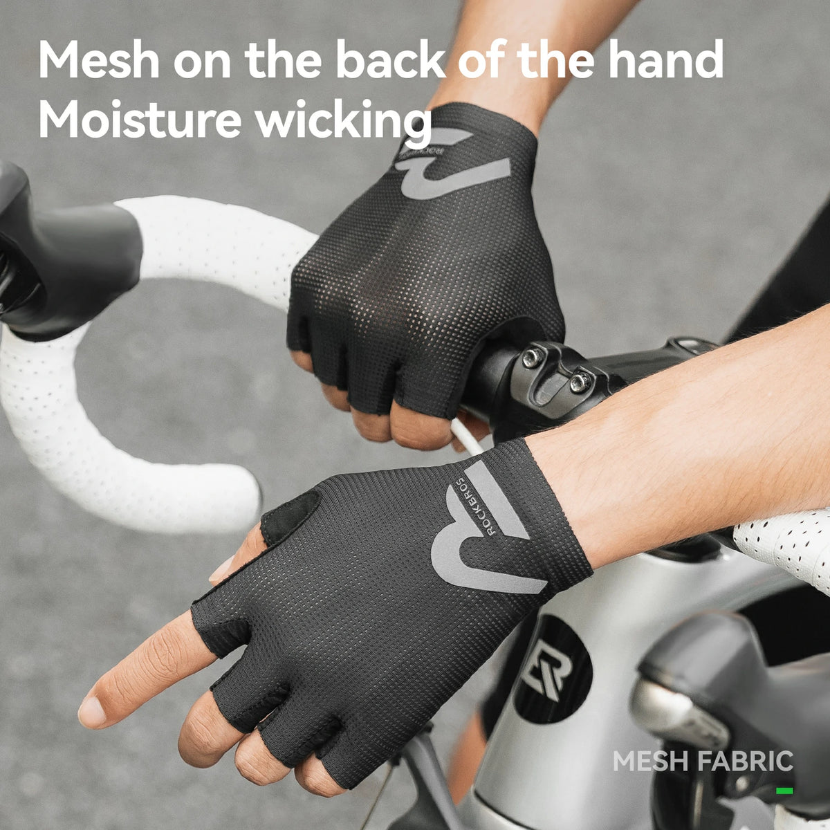 S407 Half-Finger Cycling Gloves with SBR Palm Breathable Mesh, Black / XL