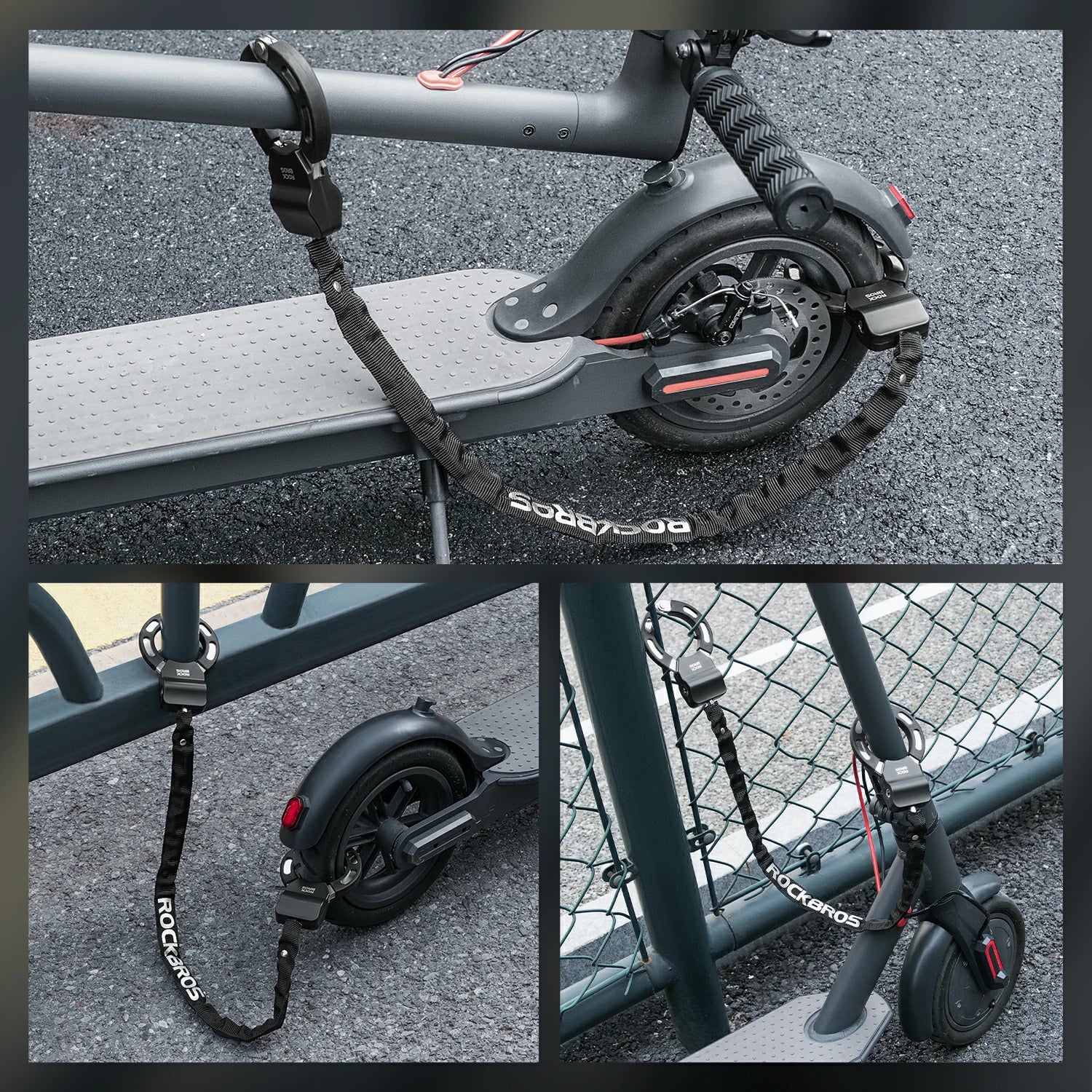 Self-locking mechanism for easy and secure scooter locking.