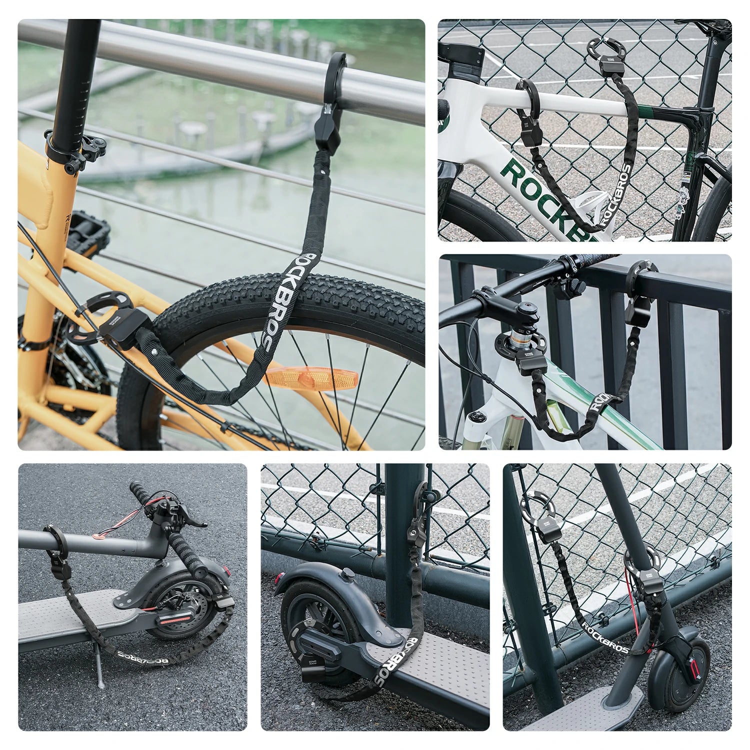 Bike Chain Lock ROCKBROS for Bicycle, Electric Bike Scooter
