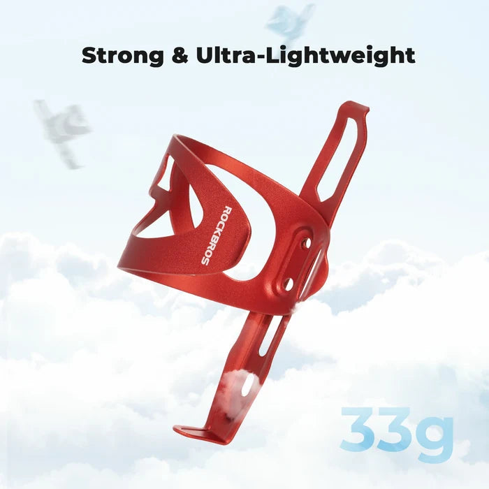ROCKBROS Aluminum side-load bike water bottle cage with lightweight hollow design
#Color_Red