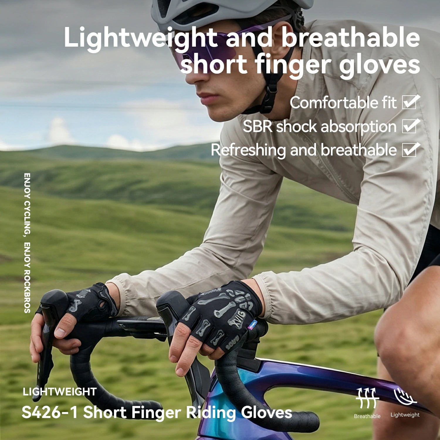 Skeleton Fingerless Cycling Gloves – Padded Half-Finger Bike Gloves
