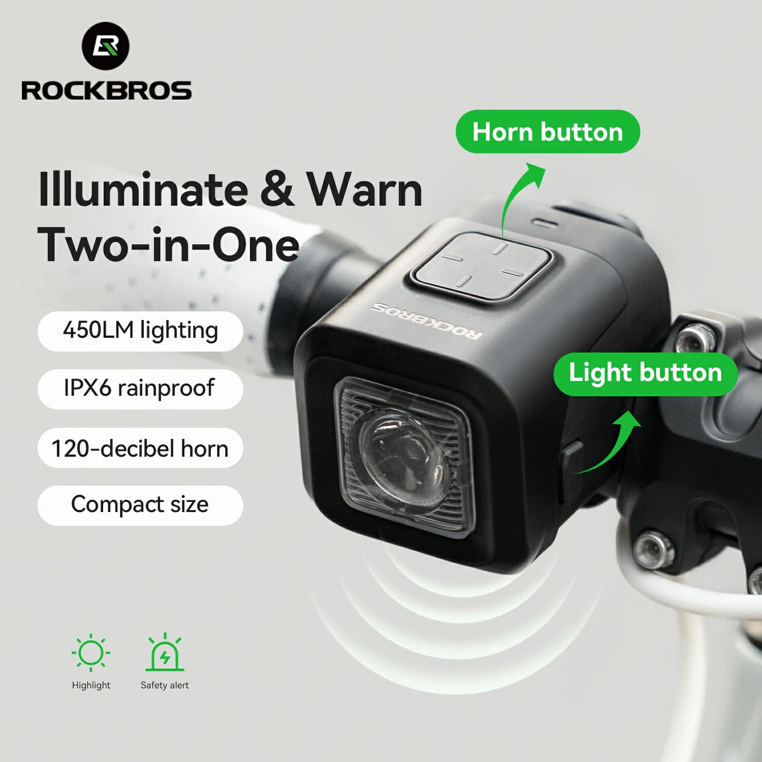 ROCKBROS SKL01 Bike Horn Front Light - Thumbnail 5