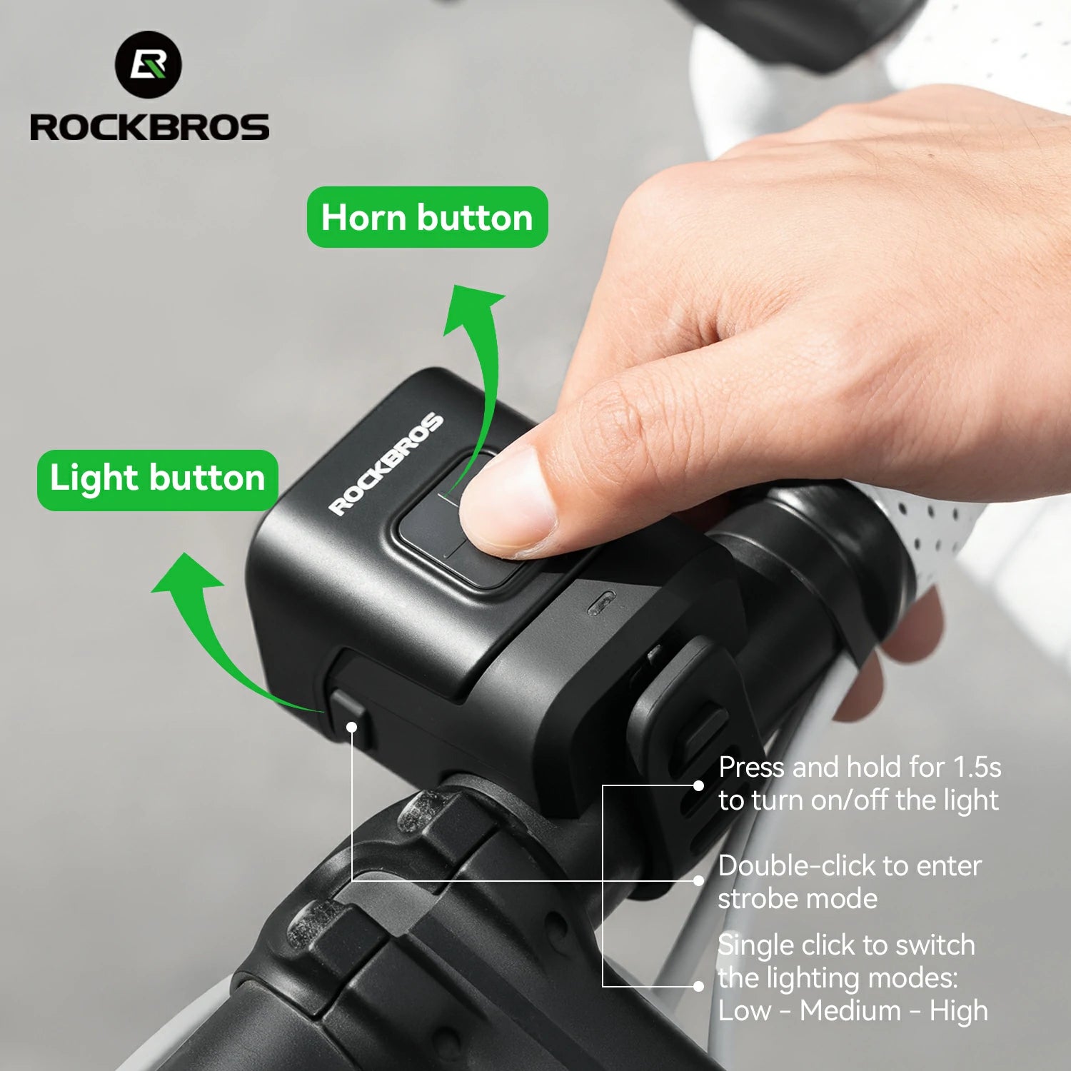 ROCKBROS SKL01 Bike Horn Front Light - Thumbnail 2