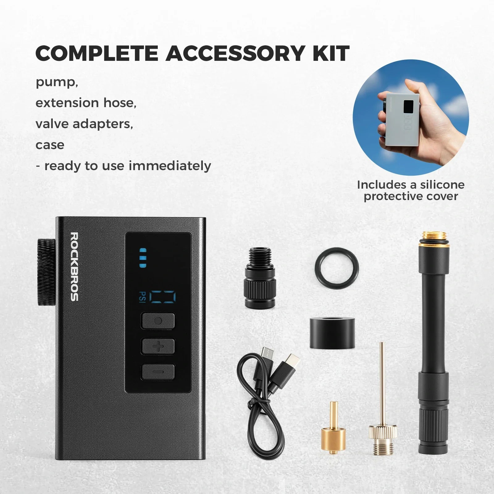 tiny electric bike pump with pressure gauge max 120 psi