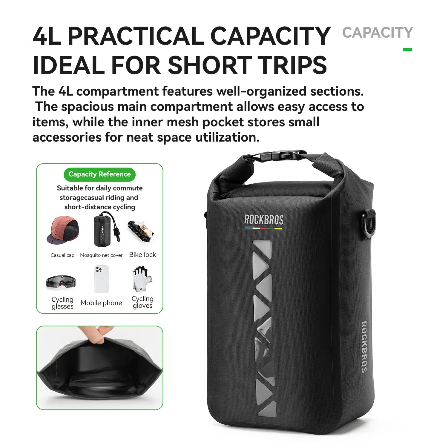 TL-171 4L 100%Waterproof Bike Fork Bag with Clear TPU Window ROAD TO SKY