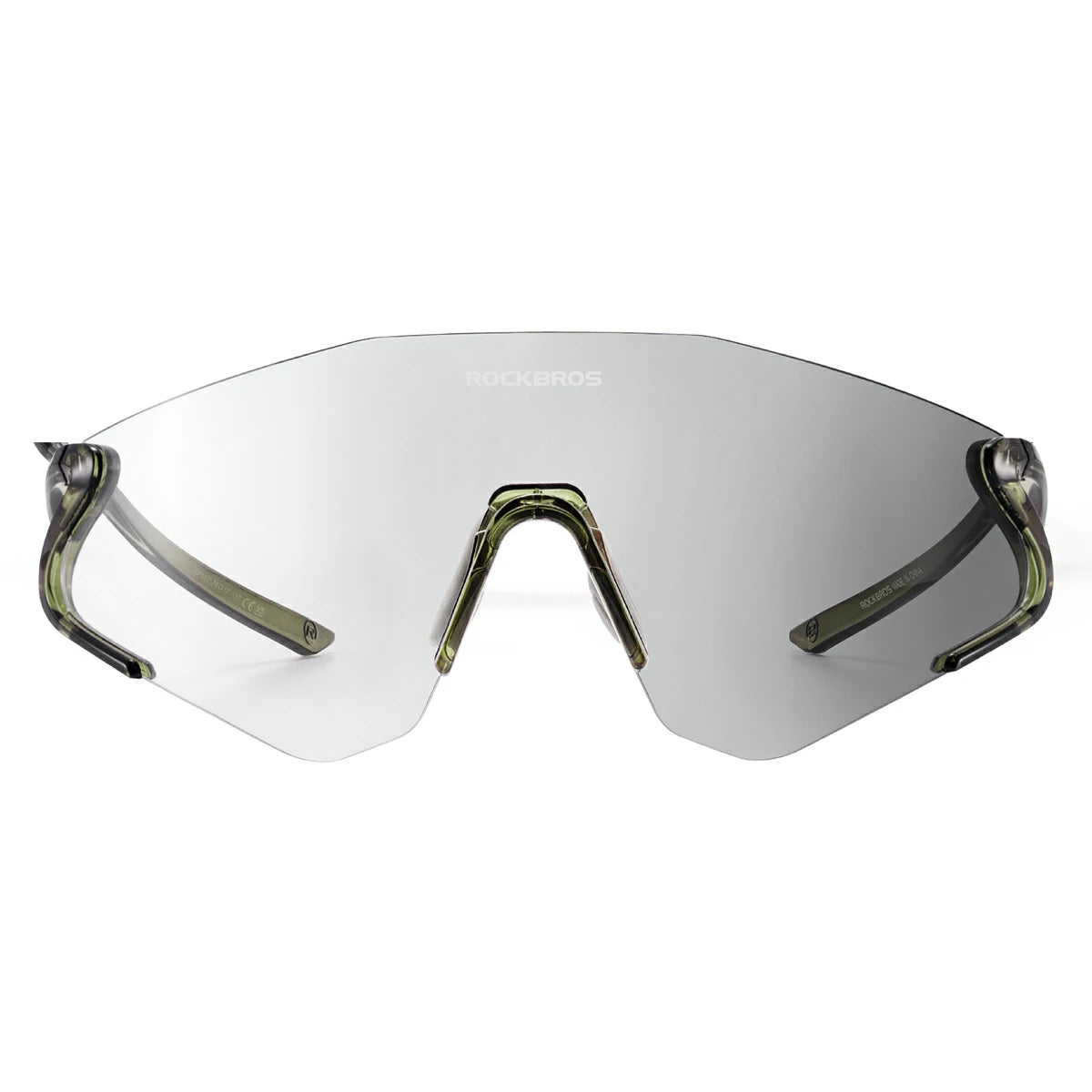 Sunglasses with reflective lenses on a white background