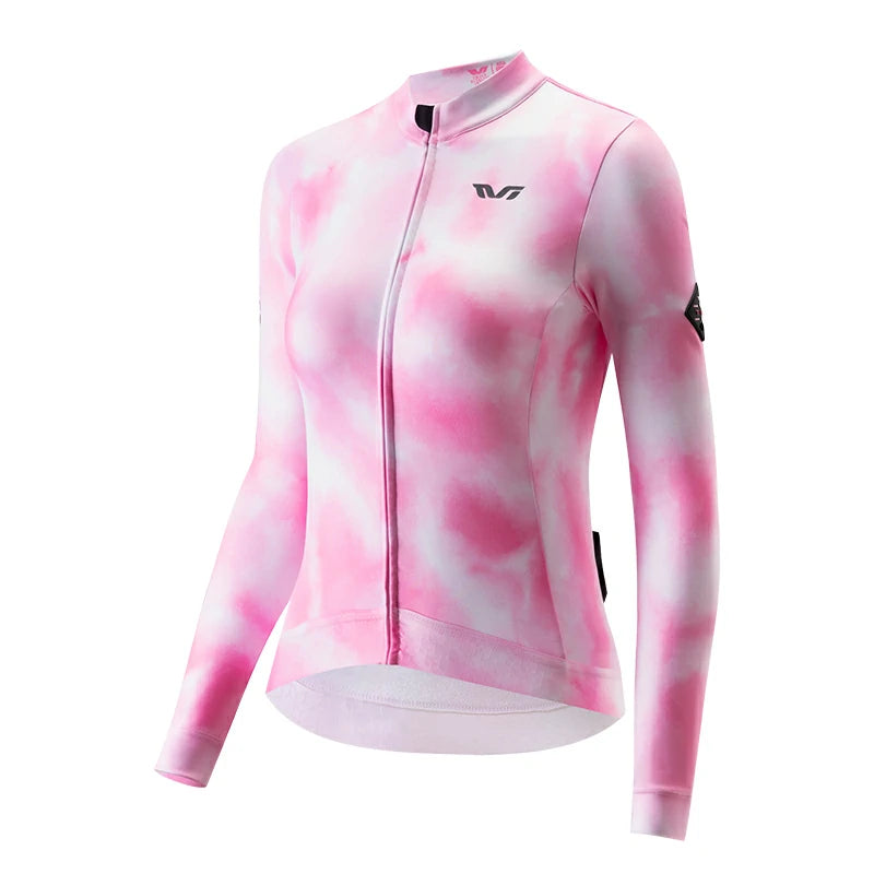 TVI Cycling Jersey Fleece Long Sleeve for 41–68 °F-Fantasy Pink