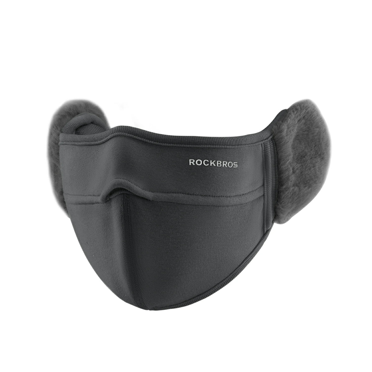 ROCKBROS black winter face cover with plush ear warmers #Color_Black