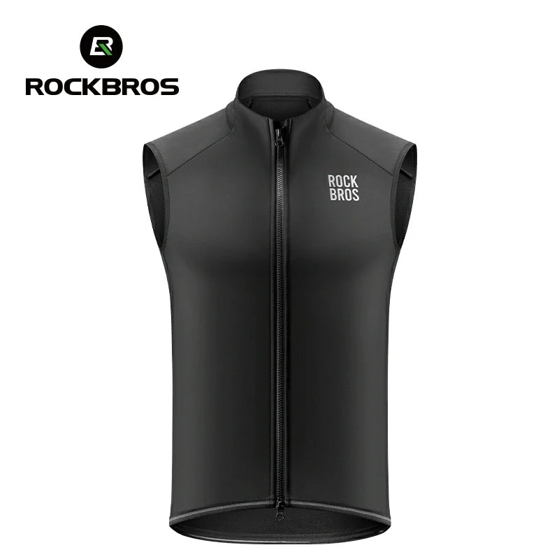 Black sleeveless jacket with 'RockBros' branding on a white background