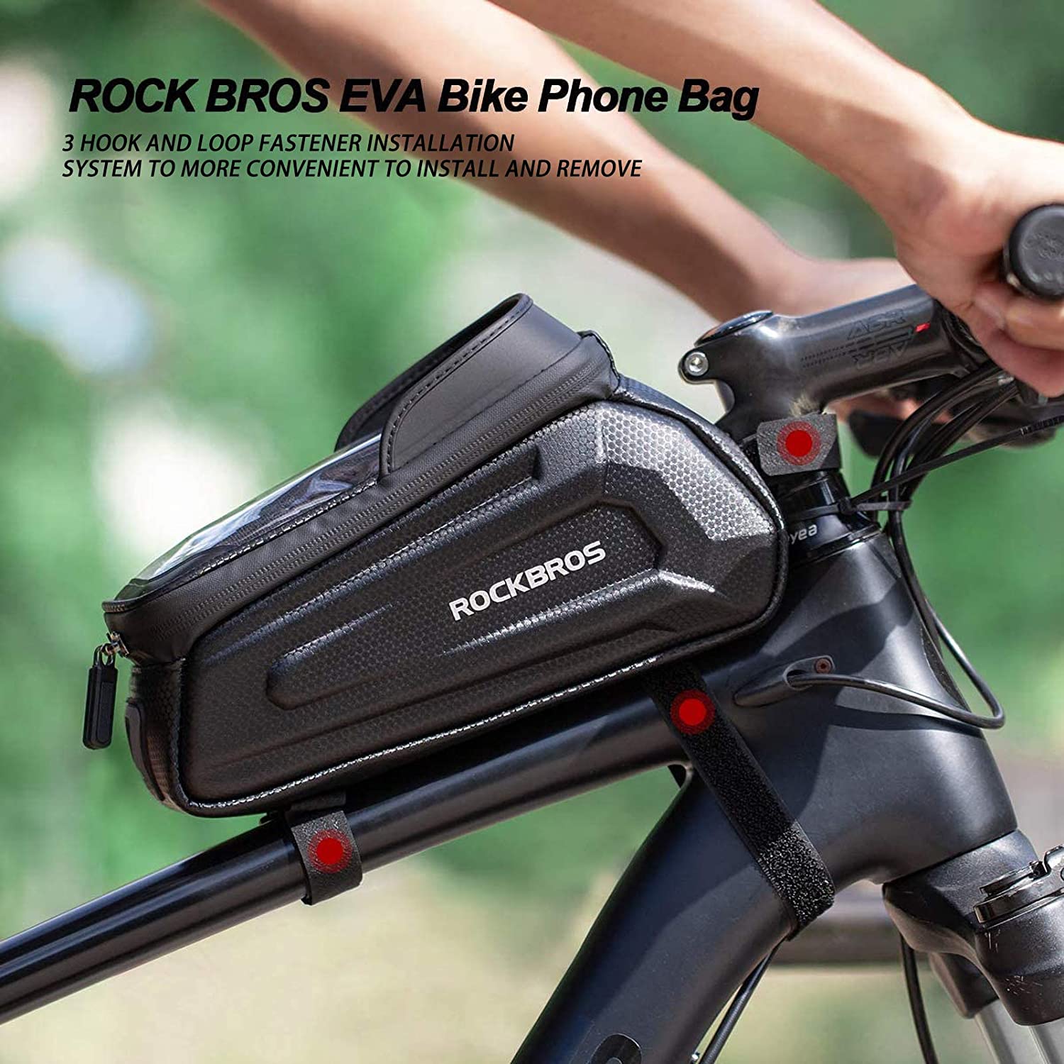 ROCKBROS Bike Phone Mount Bag,EVA Waterproof Front Frame Bag Compatibl