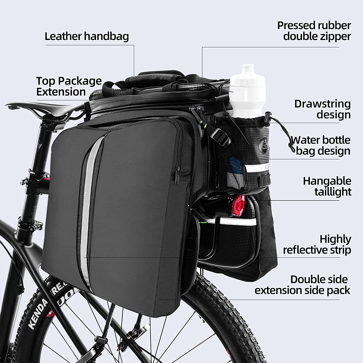 ROCKBROS Bike Rack Pannier Trunk Bag Waterproof Carbon Leather