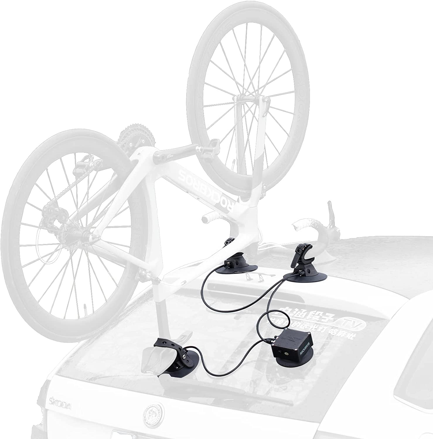 ROCKBROS Cars Electric Suction Cup Bike Rack for Car Roof with No Hitch Mount No Demage to Paint
