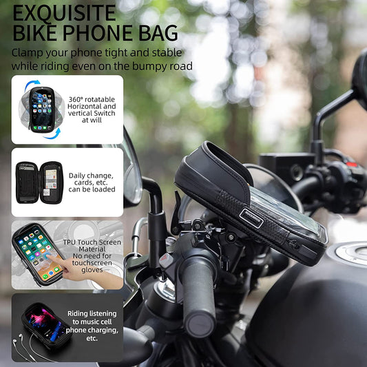 ROCKBROS Motorcycle Phone Mount Waterproof for Phones Below 6.8'