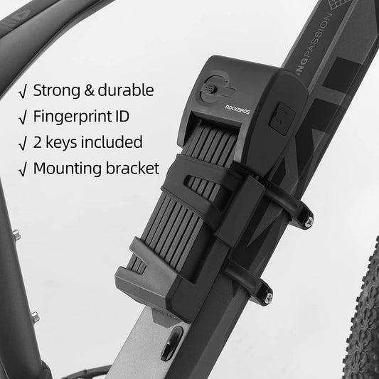 ROCKBROS Folding Bike Lock Smart Fingerprint Heavy Duty Anti Theft Bike Lock