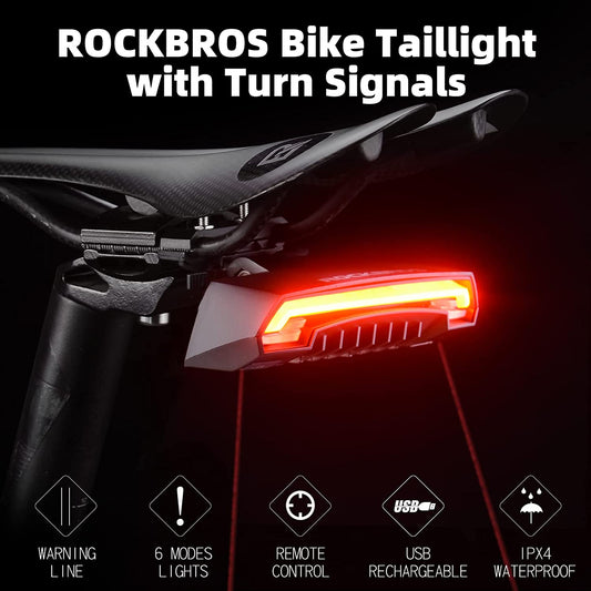 ROCKBROS Bike Tail Light Smart with Turn Signals Wireless Remote Control Brake