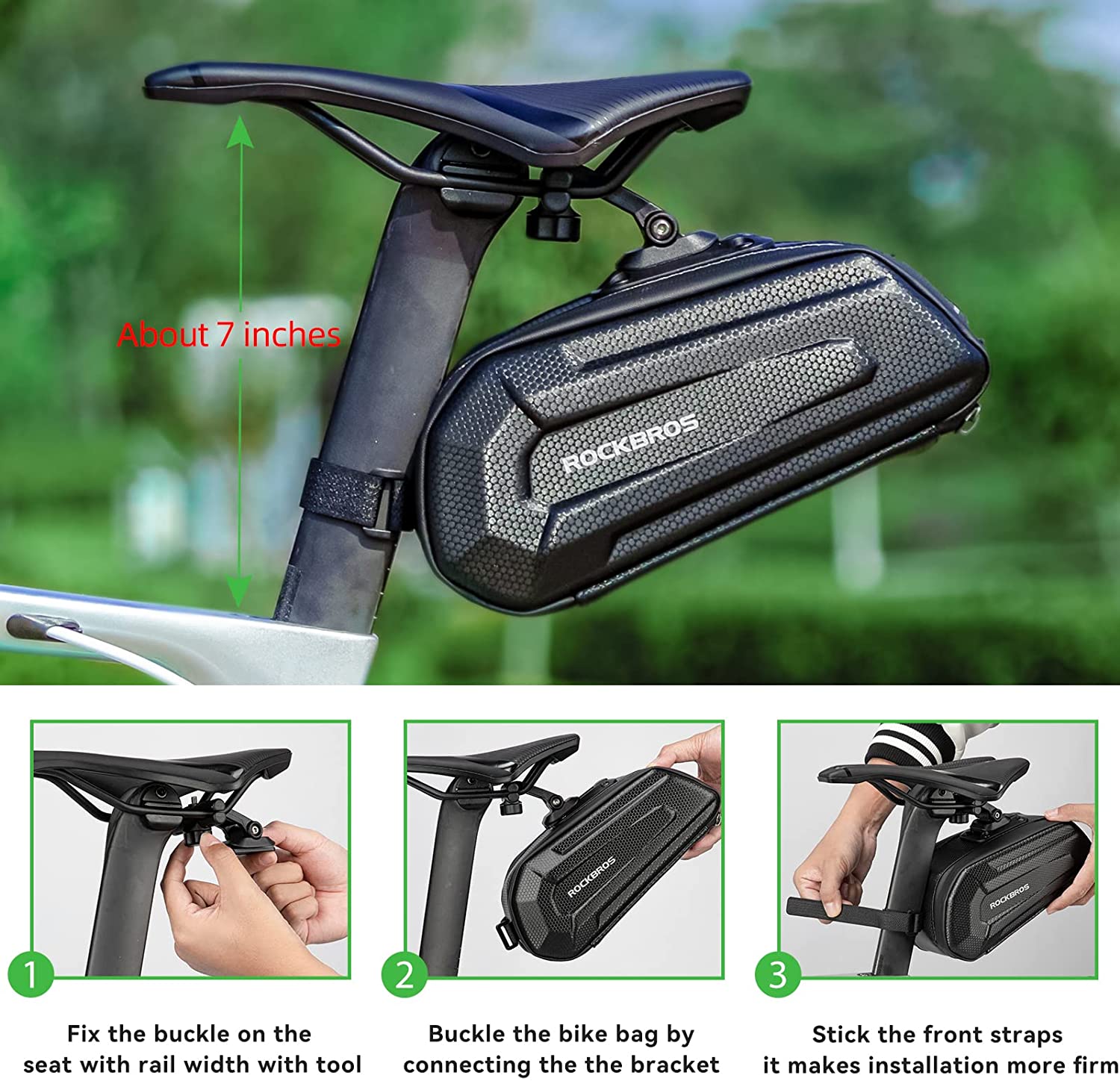 ROCKBROS Bike Saddle Bags with Water Bottle Pouch Waterproof