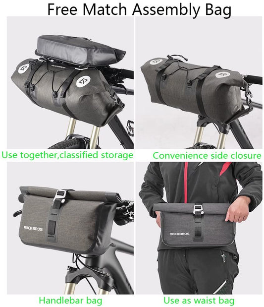 ROCKBROS Waterproof Handlebar Bags 12L-20L Front 2 Dry Packs