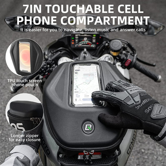 ROCKBROS Hard Shell Motorcycle Tank Bag Waterproof Phone Under 7 Inch
